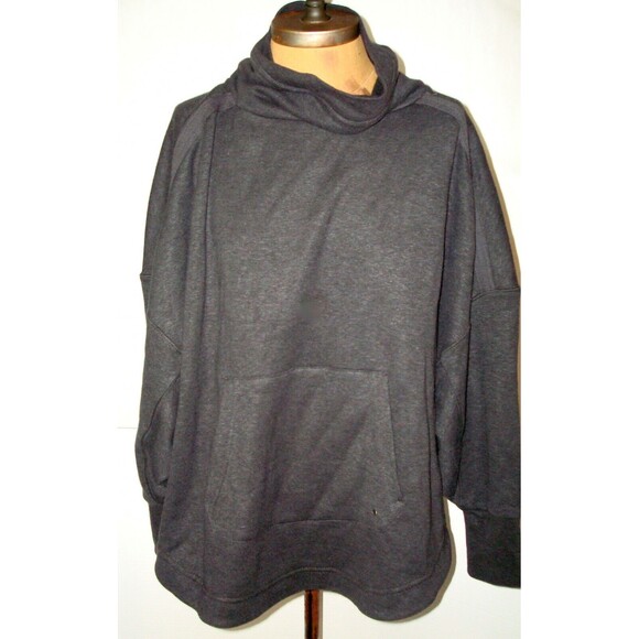NWT New Womens M PrAna Cozy Up Poncho Charcoal Heather Dark Gray Pocket - Picture 4 of 10